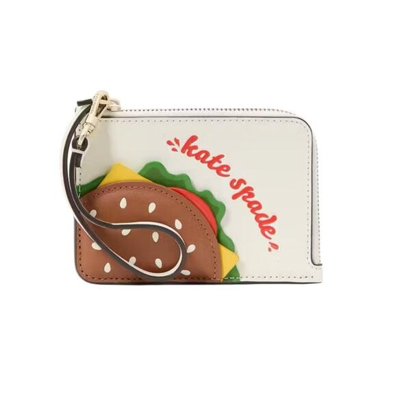 Kate Spade New York Authentic Snack Bar Burger Card Holder Wristlet Novelty NWT - Picture 4 of 5